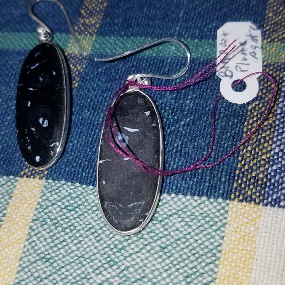 NEW PLUME AGATE IN STERLING SILVER EARRINGS - Picture 5 of 6